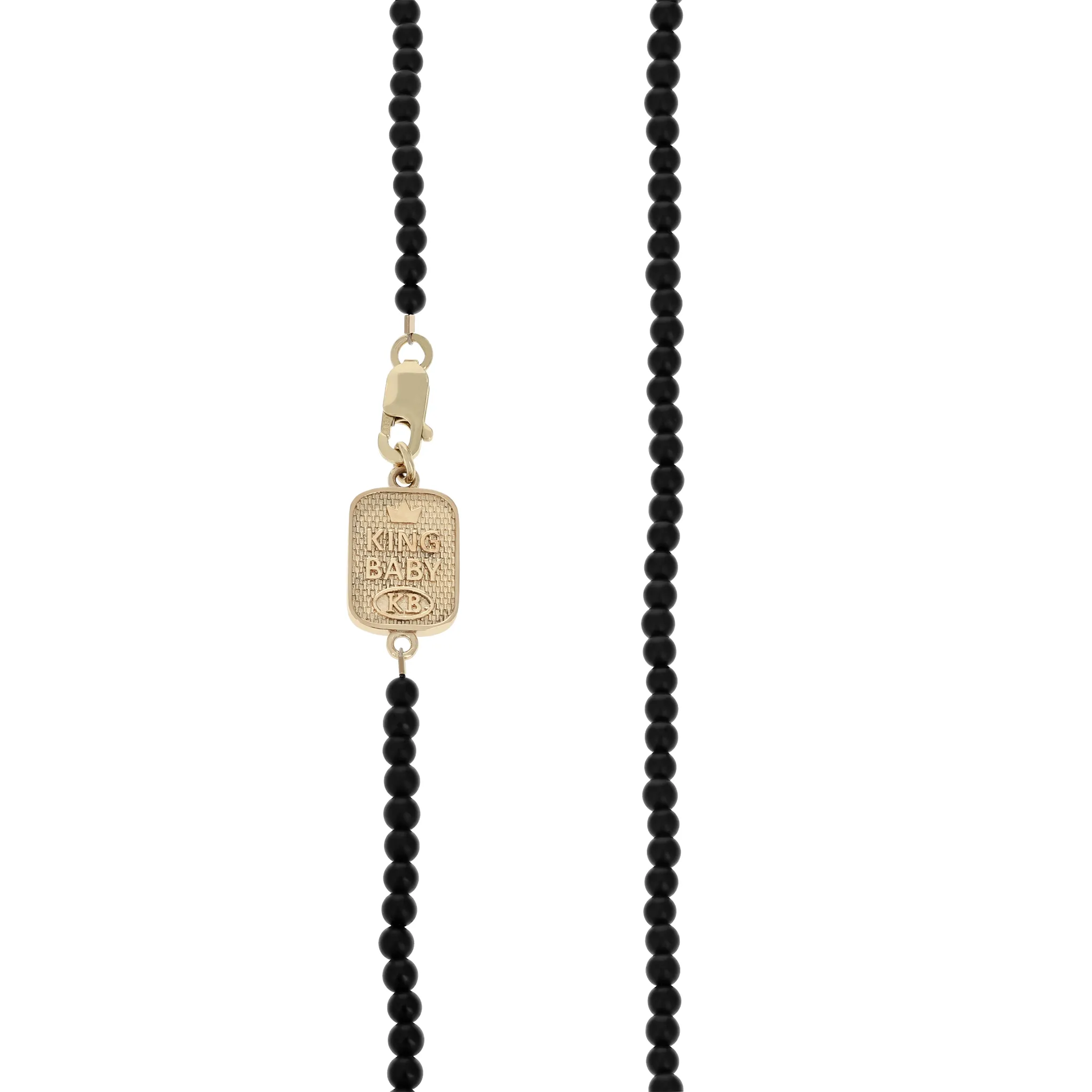 10K Gold Wing Pendant on 24 in. 3mm Onyx Beaded Necklace
