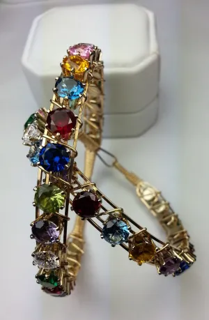 12 Birthstones Tennis Bangle | Gold F