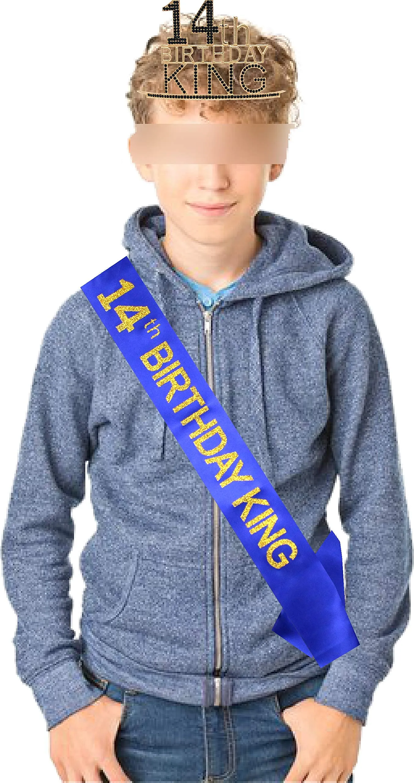 14th Birthday King Crown and Sash for Boy,14th Birthday for Him,14th Birthday Boy Gifts