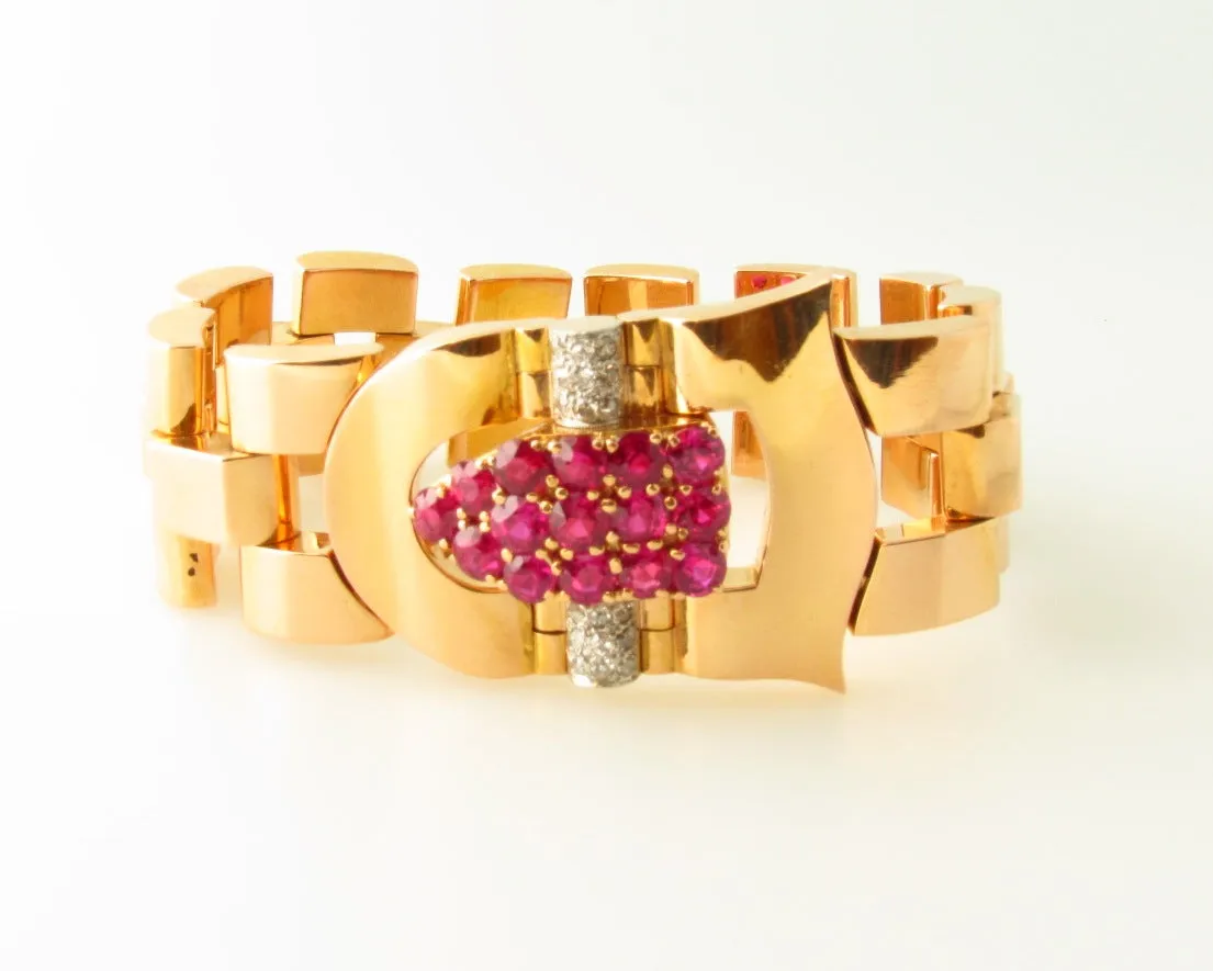18K Rose Gold Ruby and Diamond Bracelet