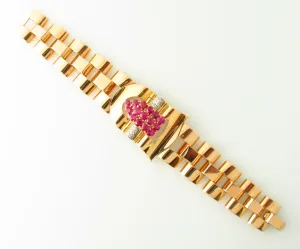 18K Rose Gold Ruby and Diamond Bracelet