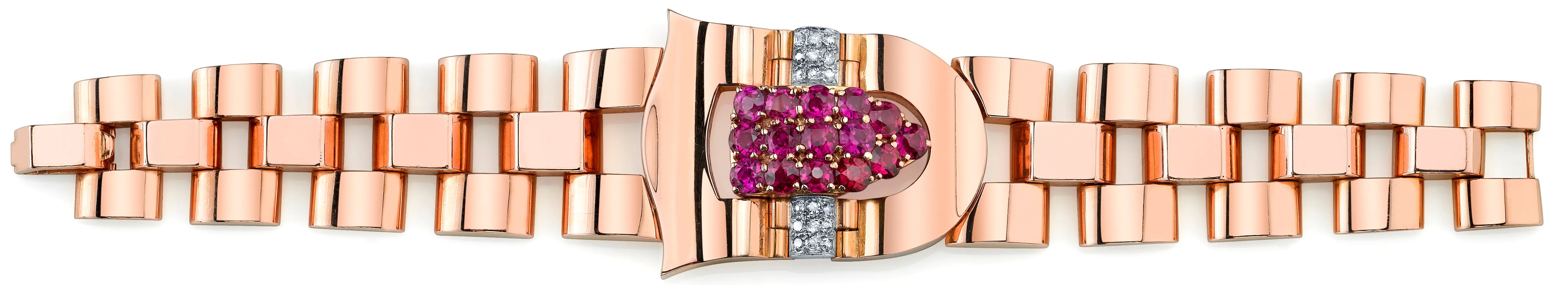18K Rose Gold Ruby and Diamond Bracelet