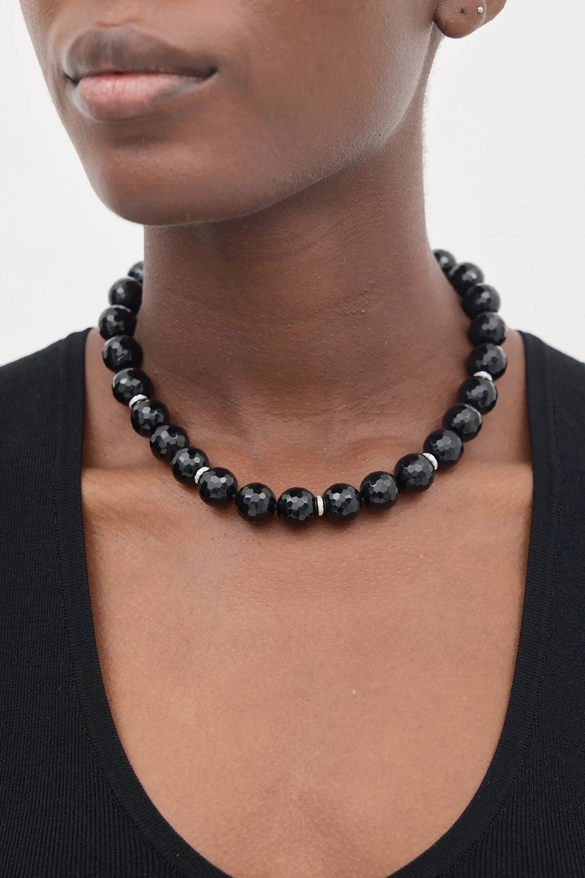 18K White Gold & Onyx Necklace