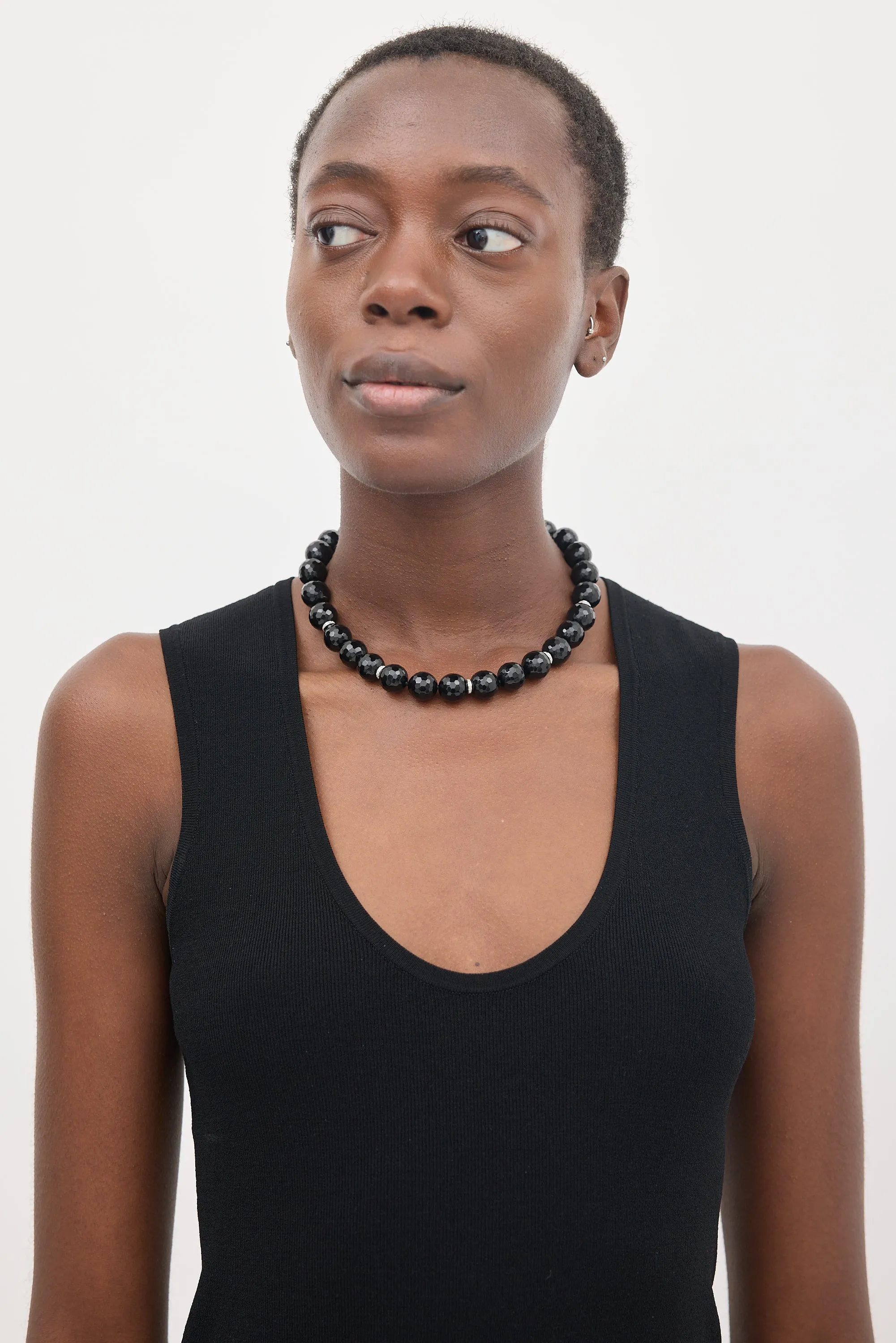 18K White Gold & Onyx Necklace
