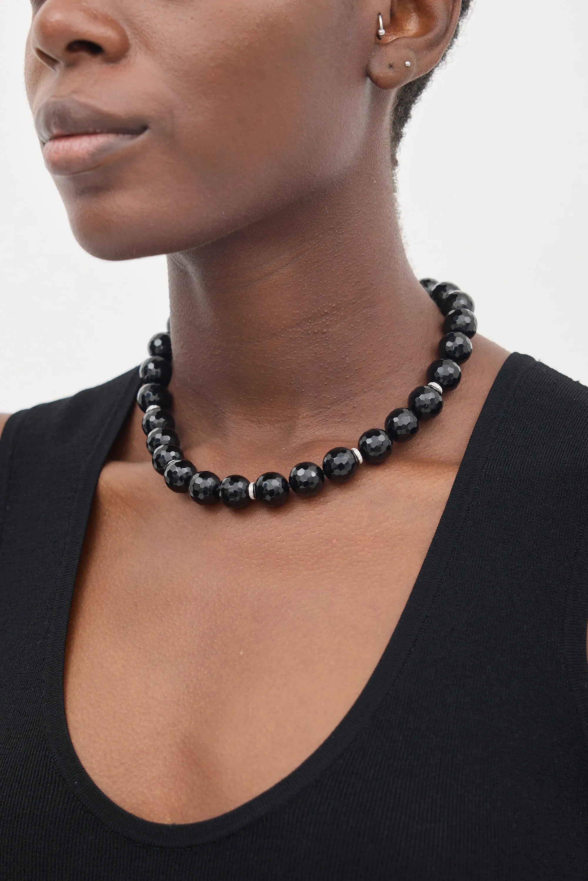 18K White Gold & Onyx Necklace