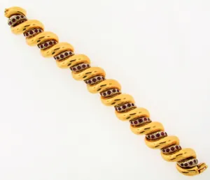 18K Yellow Gold and White Gold Ruby Bracelet