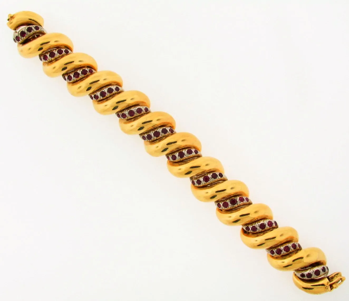 18K Yellow Gold and White Gold Ruby Bracelet