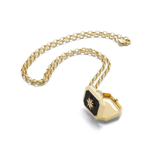 18K Yellow Gold Le Stelle Star Onyx Locket