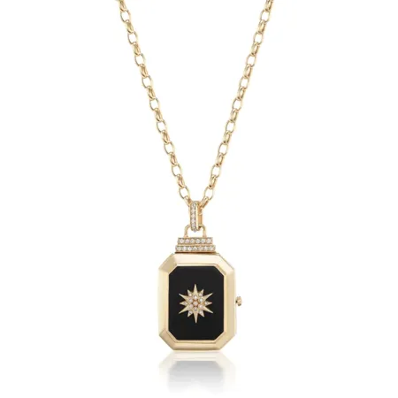 18K Yellow Gold Le Stelle Star Onyx Locket