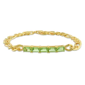 2 4/5 CT TGW Peridot Birthstone Link Bracelet in Yellow Plated Sterling Silver