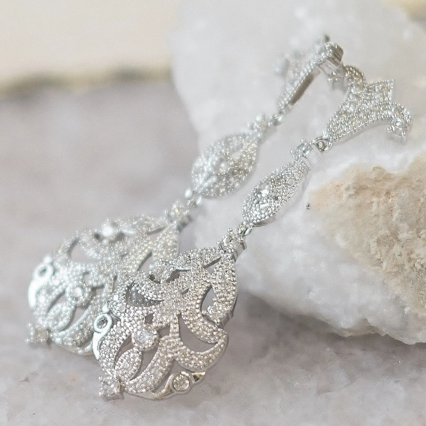 Abigail, Crystal and Silver Earrings