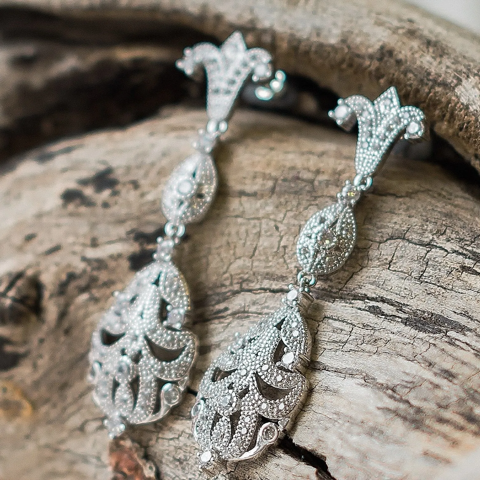 Abigail, Crystal and Silver Earrings