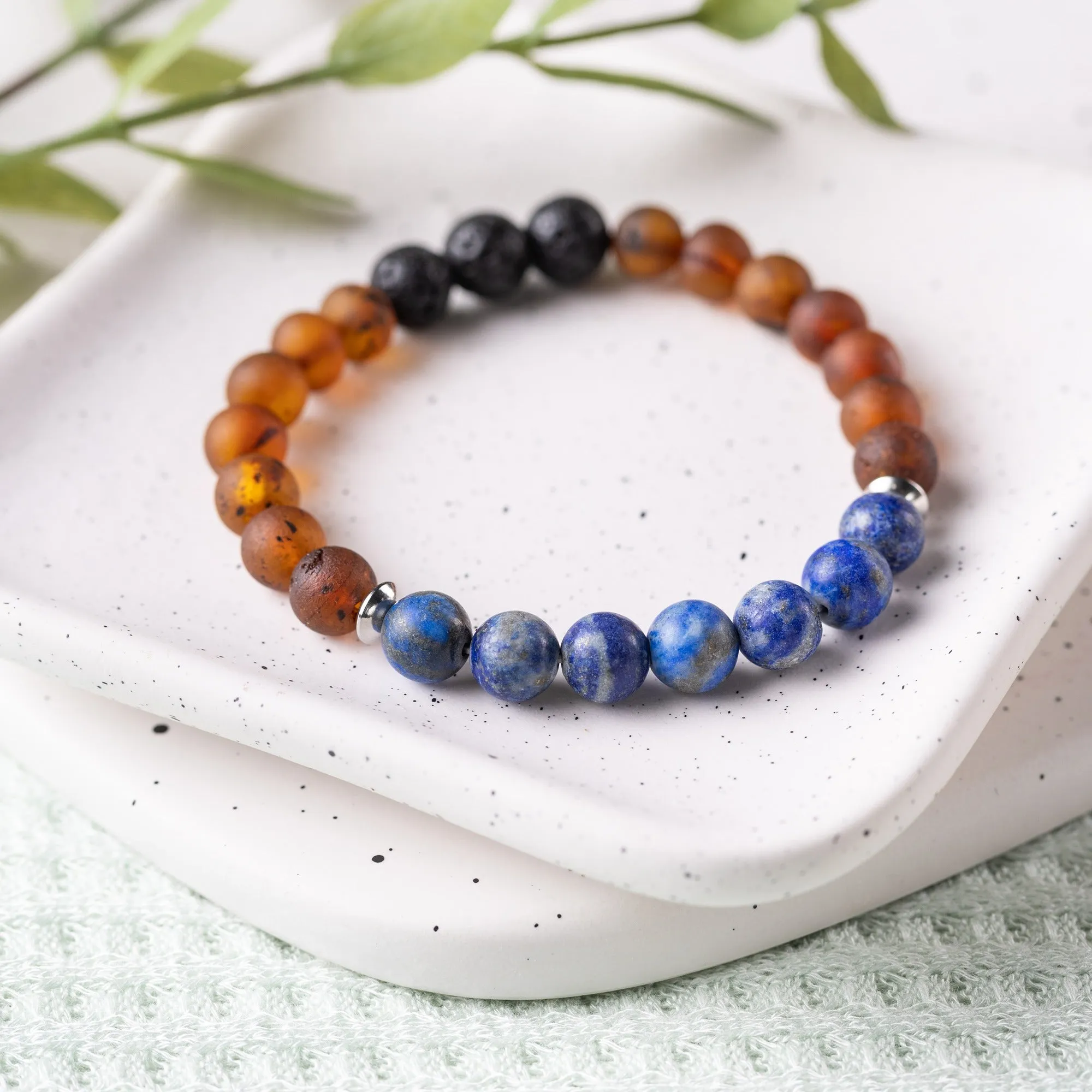 Adults | Lapis Lazuli   Raw Cognac Aromatherapy Bracelet