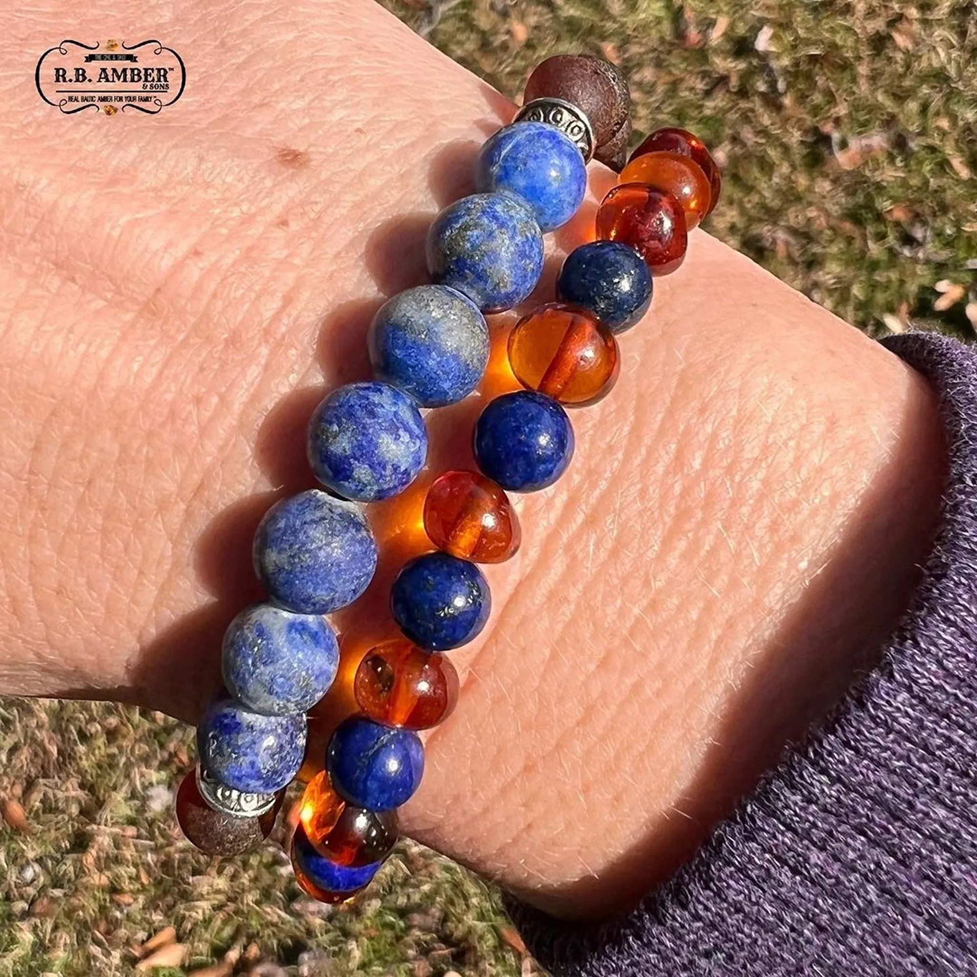 Adults | Lapis Lazuli   Raw Cognac Aromatherapy Bracelet