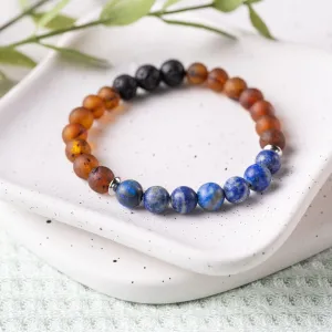 Adults | Lapis Lazuli   Raw Cognac Aromatherapy Bracelet