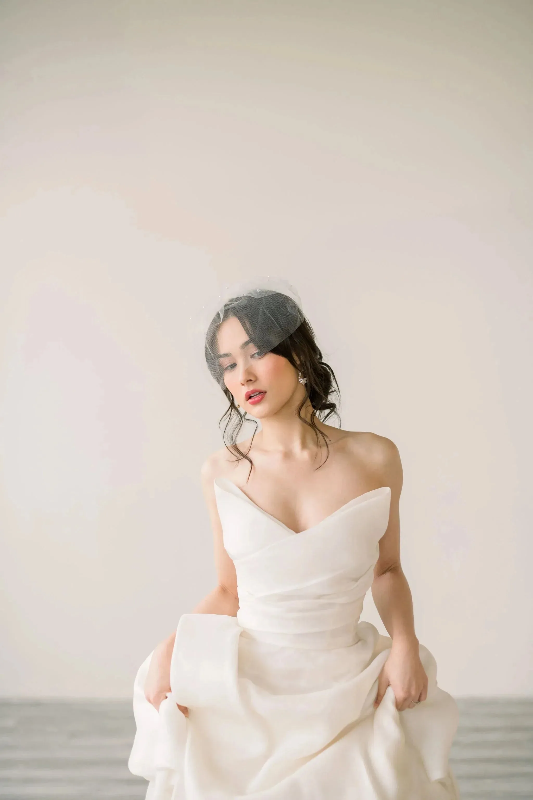 Birdcage veil - Tulle birdcage veil with light pearl accents - Ready to ship