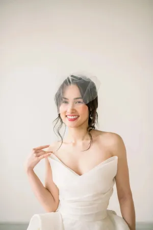Birdcage veil - Tulle birdcage veil with light pearl accents - Ready to ship