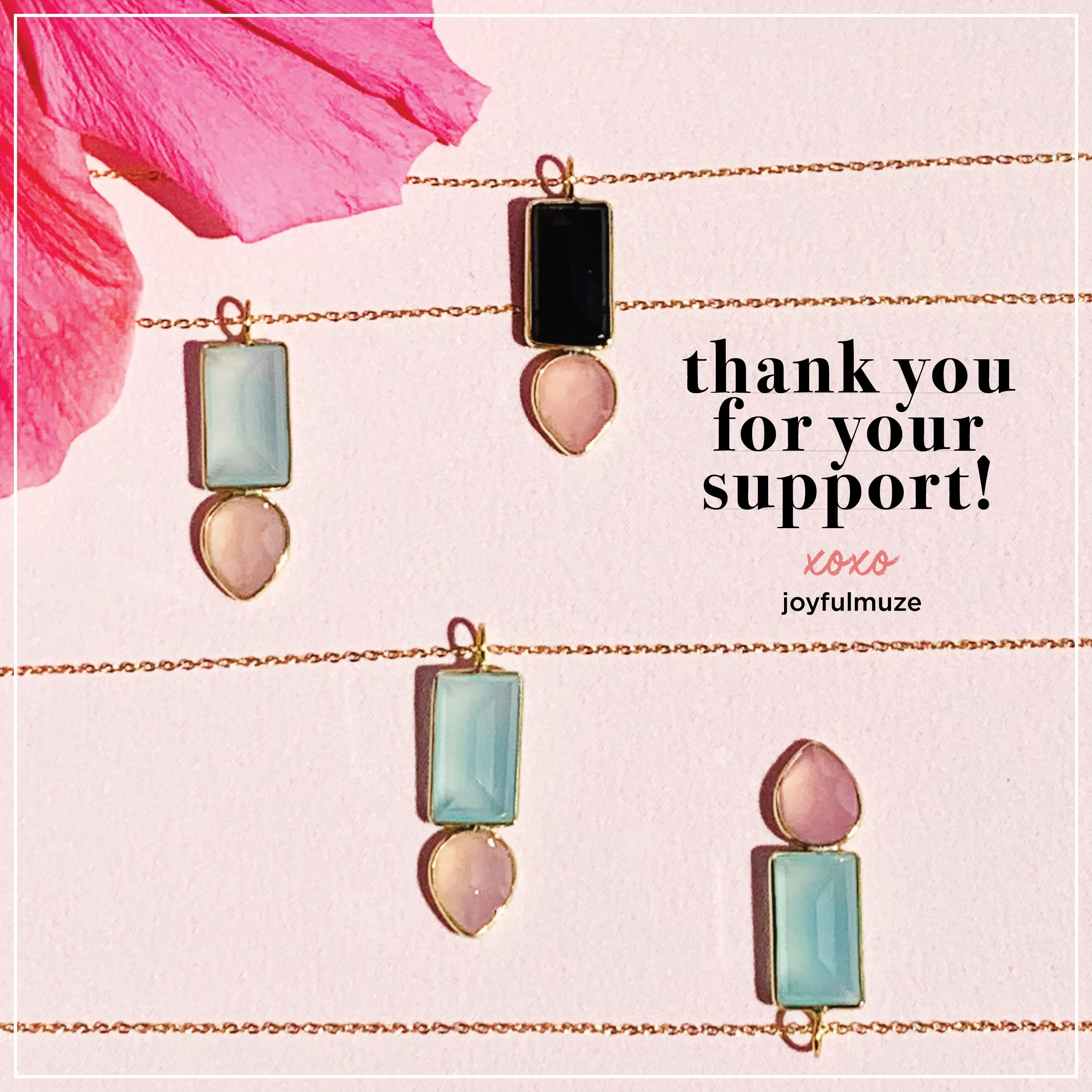Black Onyx and Pink Chalcedony Necklace