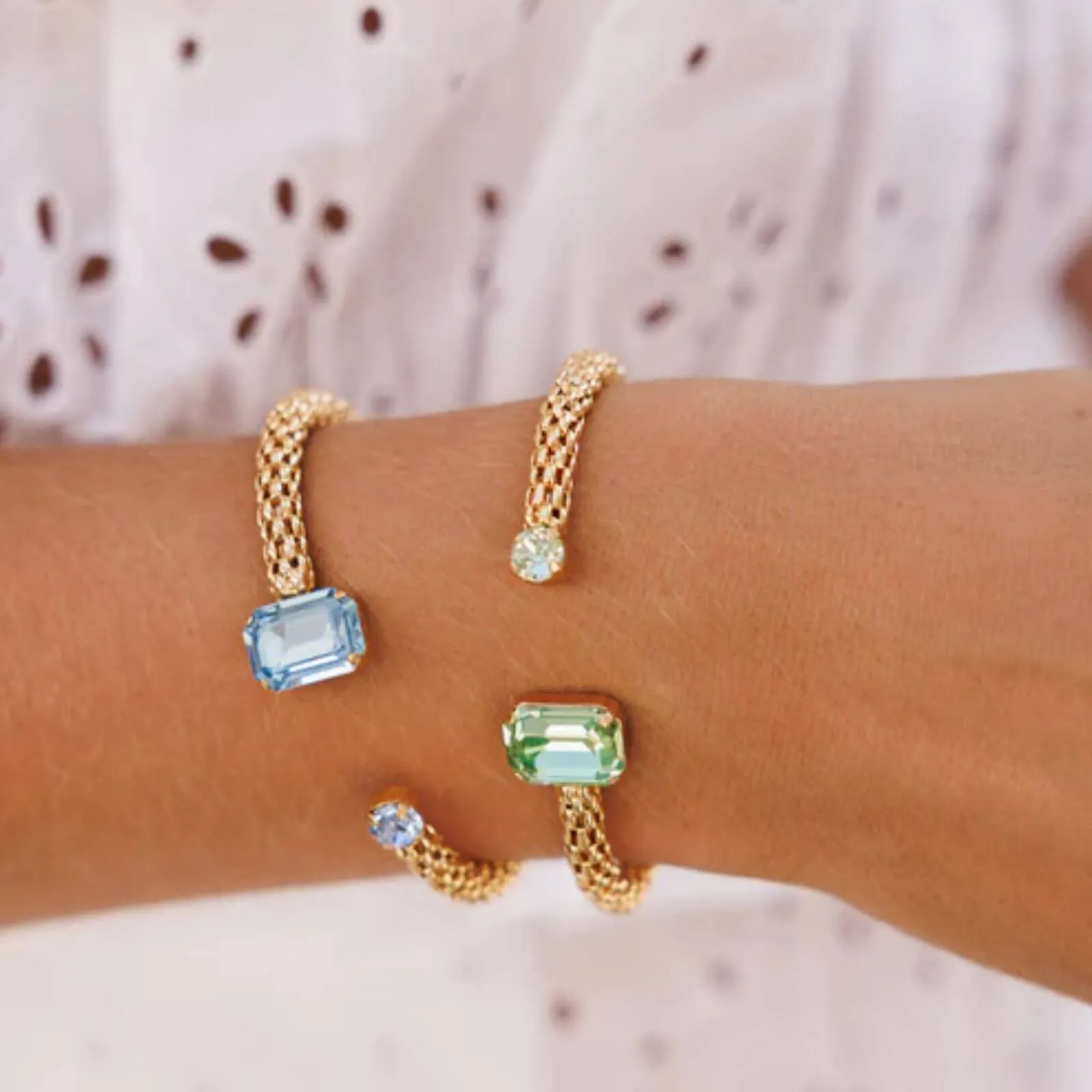 Caroline Svedbom Gold Daria Rope Bangle - Peridot Chrysolite