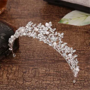 Crystal and Pearl Floral Tiara
