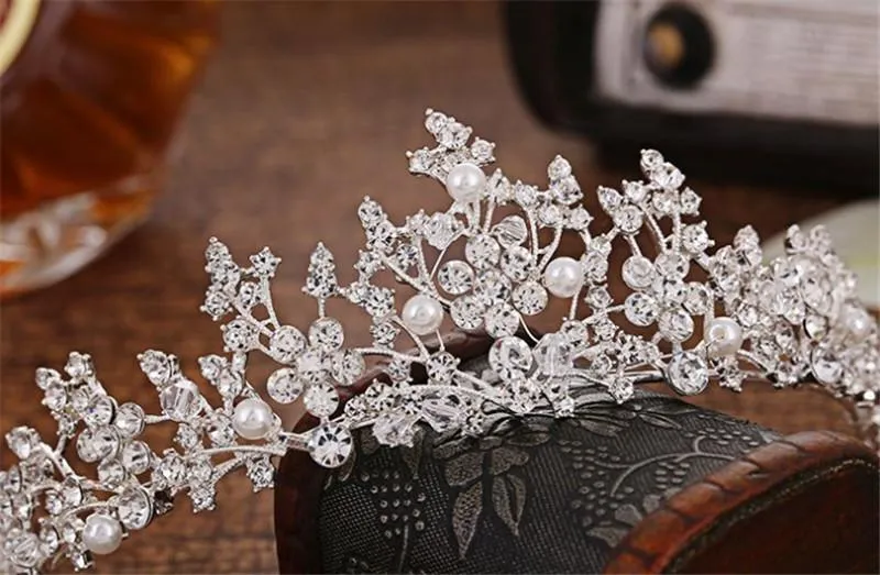 Crystal and Pearl Floral Tiara