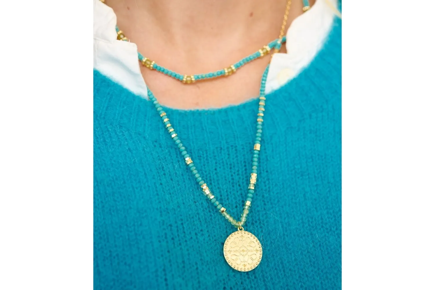 Delight peridot & Turquoise Necklace and Bracelet Set