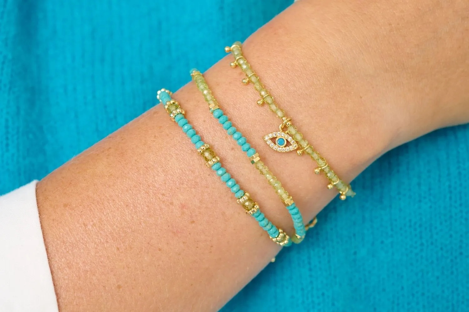 Delight peridot & Turquoise Necklace and Bracelet Set