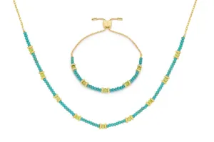 Delight peridot & Turquoise Necklace and Bracelet Set