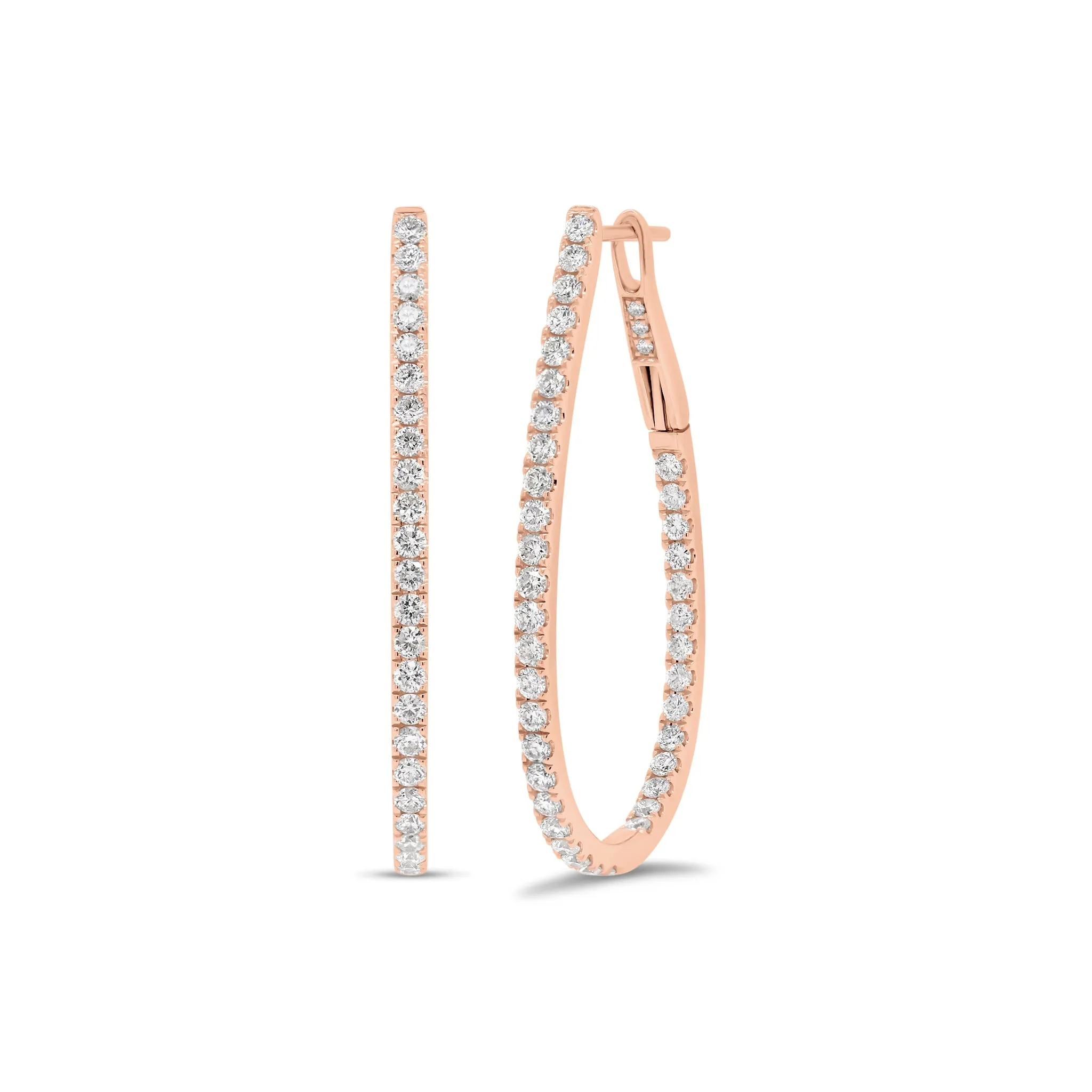 Diamond Interior & Exterior Oval Hoop Earrings