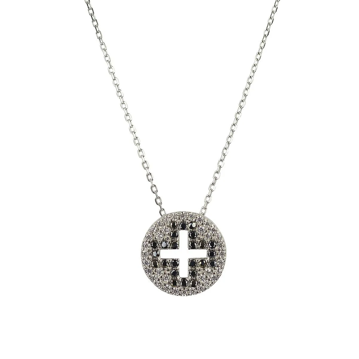 DIVINITY CUT OUT CROSS STERLING SILVER NECKLACE
