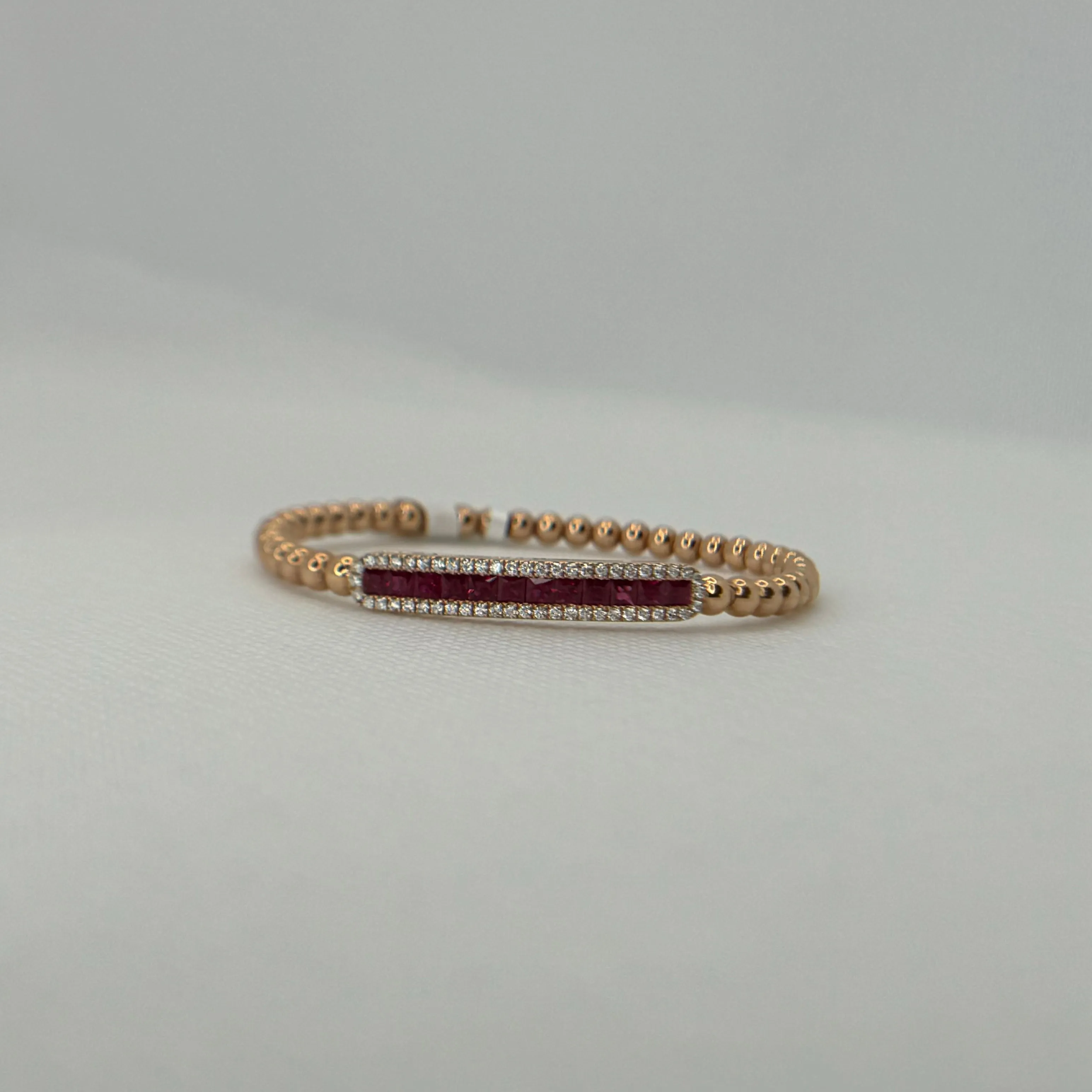 Gemstone and Diamond Beaded Stretchy Bracelet