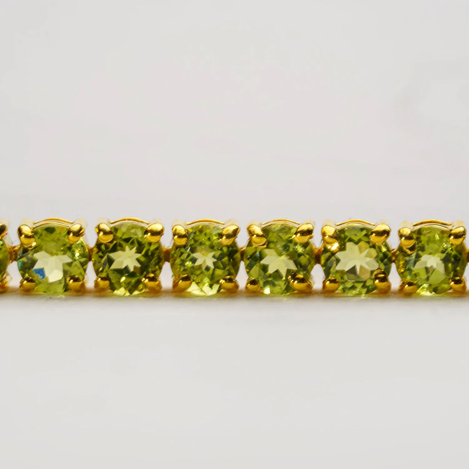 Genuine Peridot Gemstone Tennis Bracelet in 14kt Gold Plated over Sterling Silver