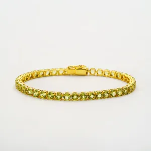 Genuine Peridot Gemstone Tennis Bracelet in 14kt Gold Plated over Sterling Silver
