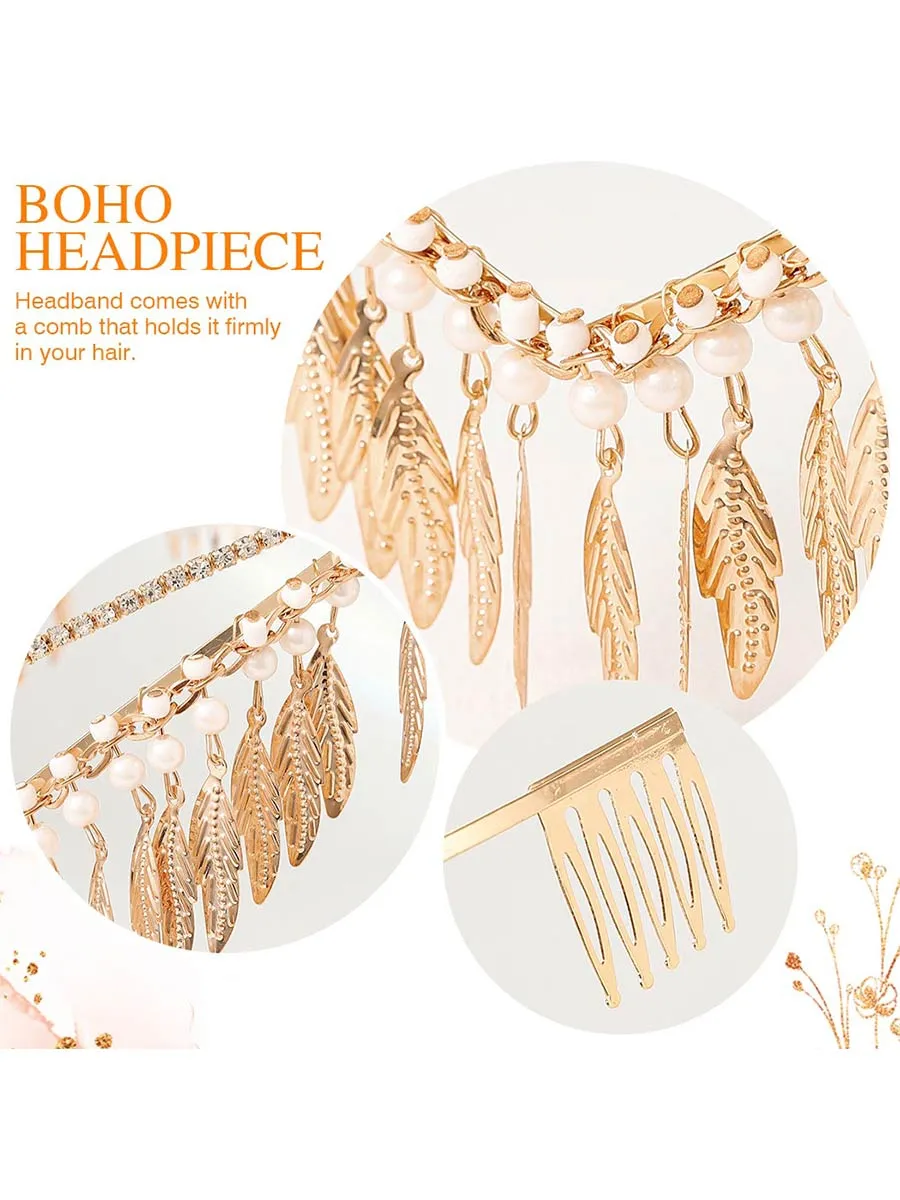 Gold Leaf Crown and Tiara Leave Crown Goddess Headpiece Boho Bridal Headband