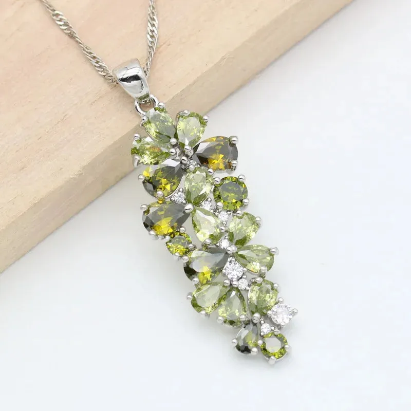 Green Peridot 925 Stamp Jewelry Sets for Women