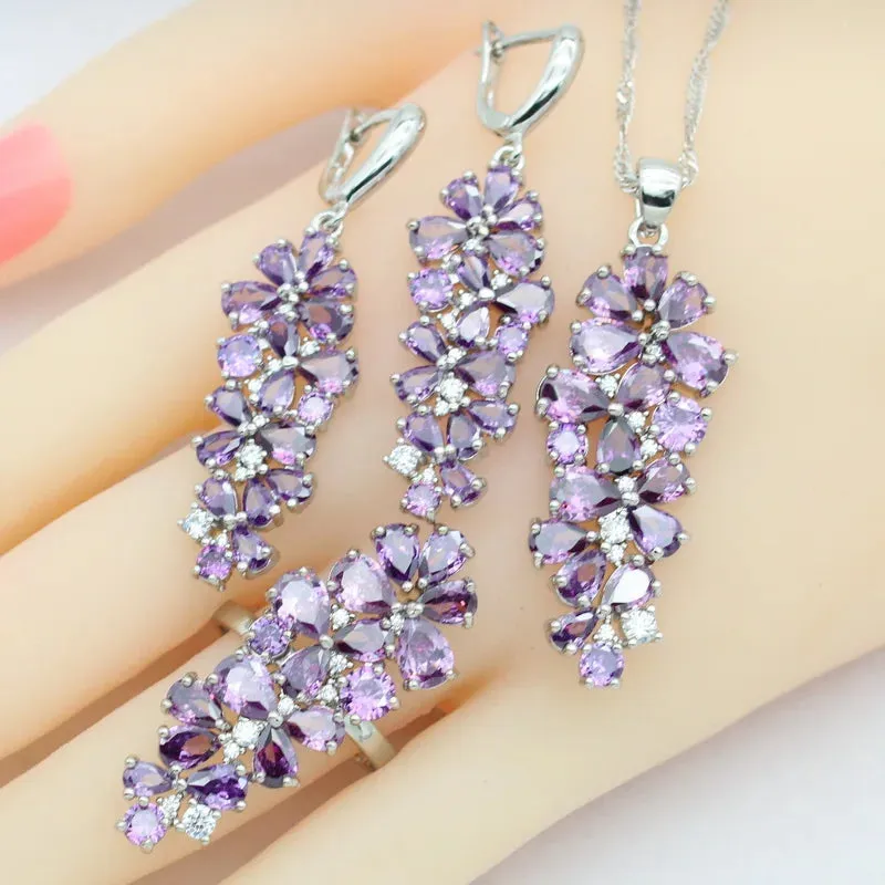 Green Peridot 925 Stamp Jewelry Sets for Women