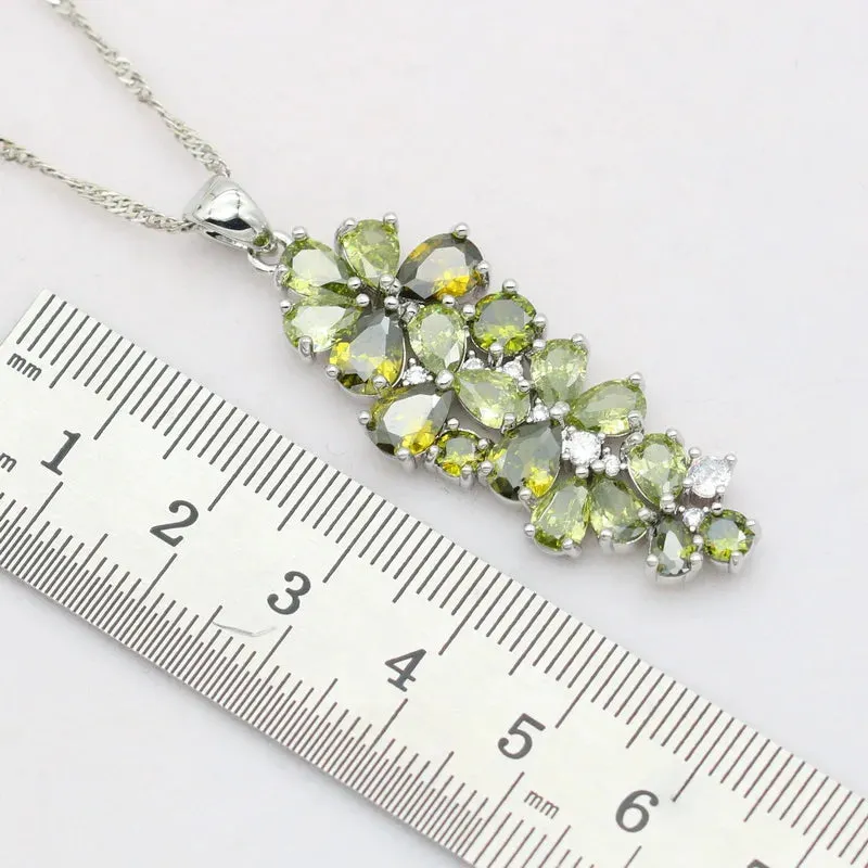 Green Peridot 925 Stamp Jewelry Sets for Women