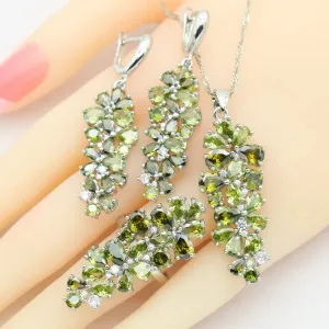 Green Peridot 925 Stamp Jewelry Sets for Women