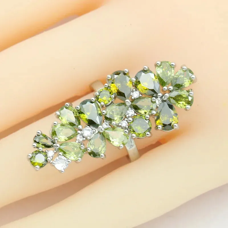 Green Peridot 925 Stamp Jewelry Sets for Women