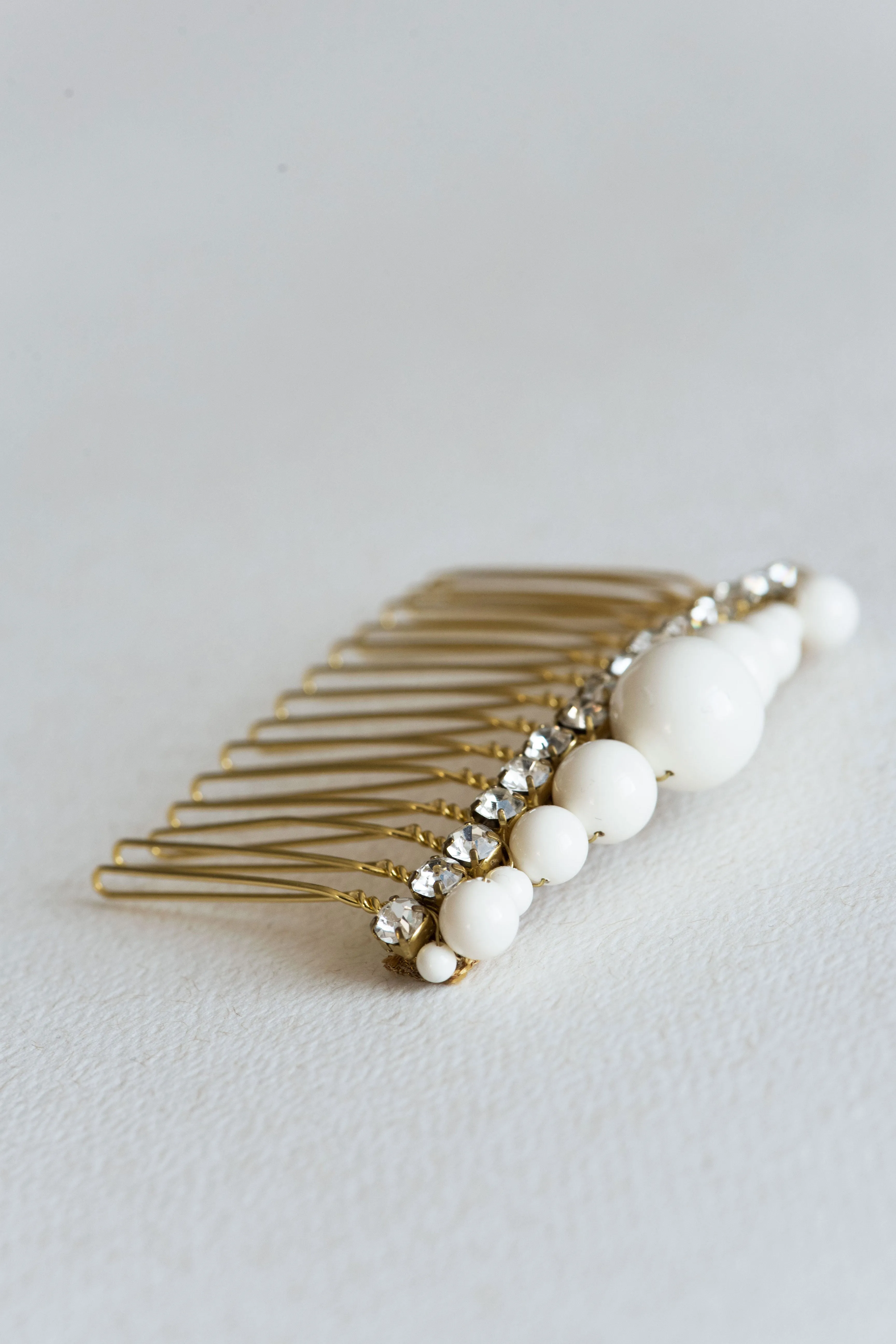 Handcrafted pearl and crystal bridal hair comb, available in gold or silver- ALBE