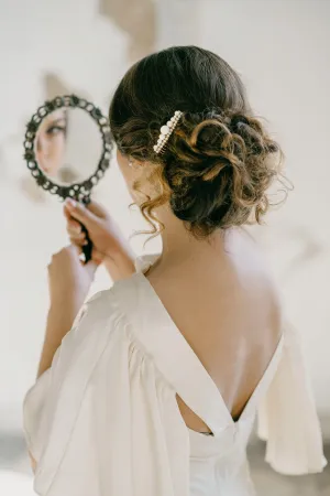 Handcrafted pearl and crystal bridal hair comb, available in gold or silver- ALBE