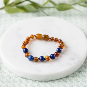 Kids | Lapis Lazuli   Cognac Amber Bracelet
