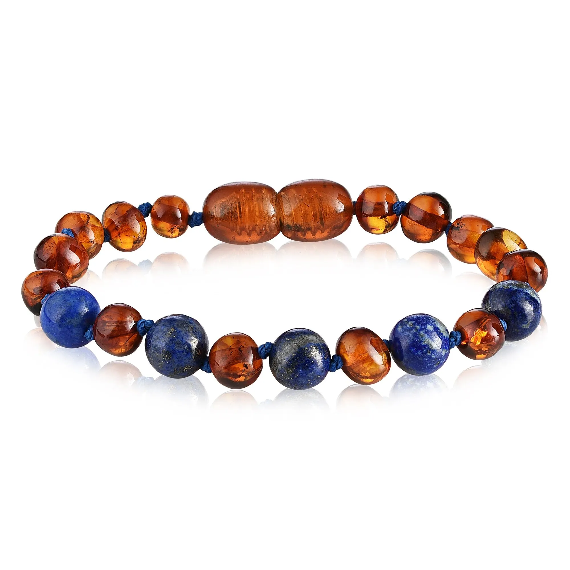 Kids | Lapis Lazuli   Cognac Amber Bracelet