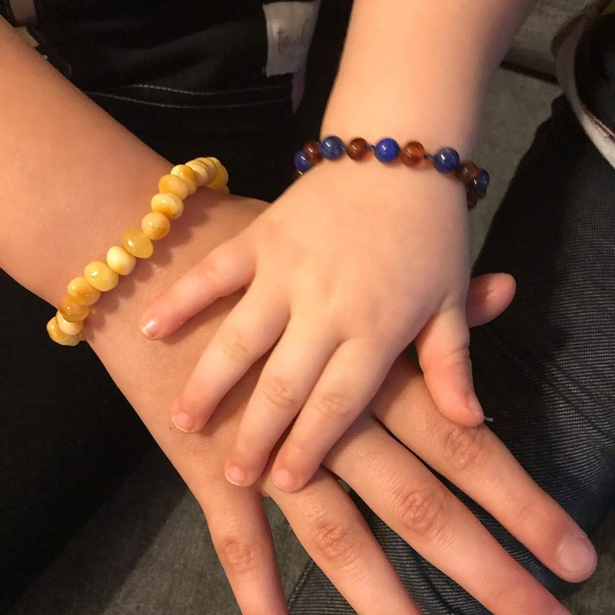 Kids | Lapis Lazuli   Cognac Amber Bracelet