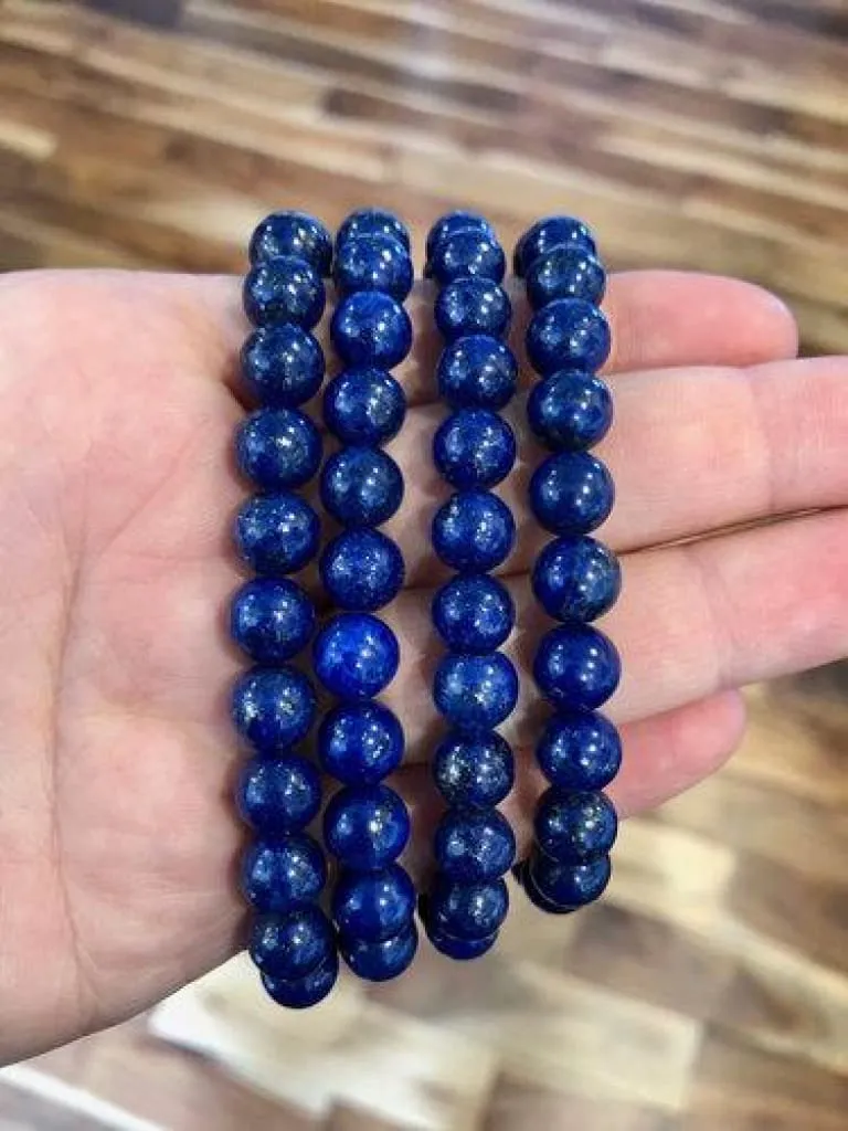 Lapis Lazuli Elastic Bracelet - 6mm & 8mm Beads