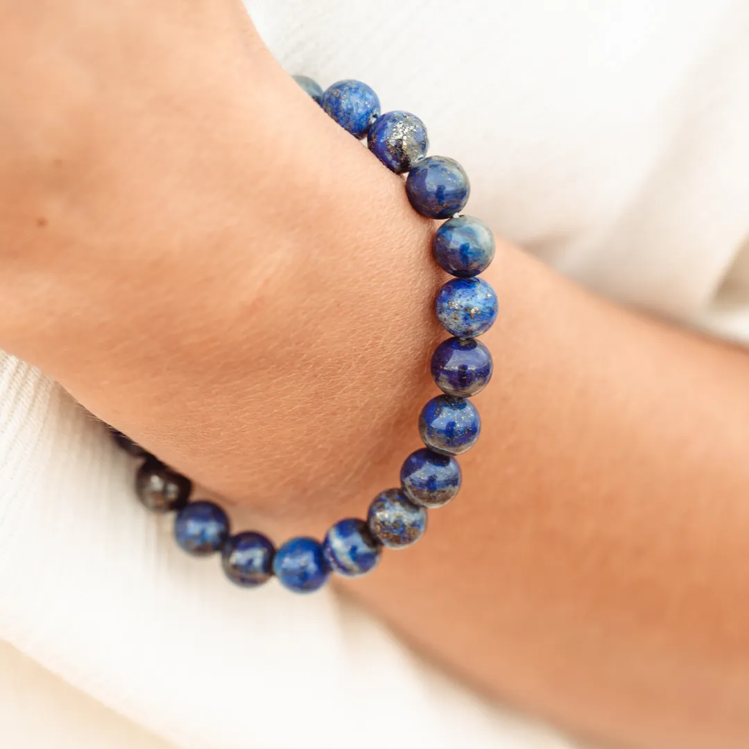 Lapis Lazuli Mala Bead Necklace & Bracelet Set