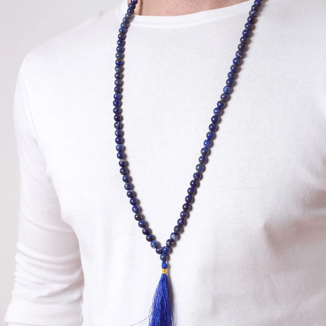 Lapis Lazuli Mala Bead Necklace & Bracelet Set