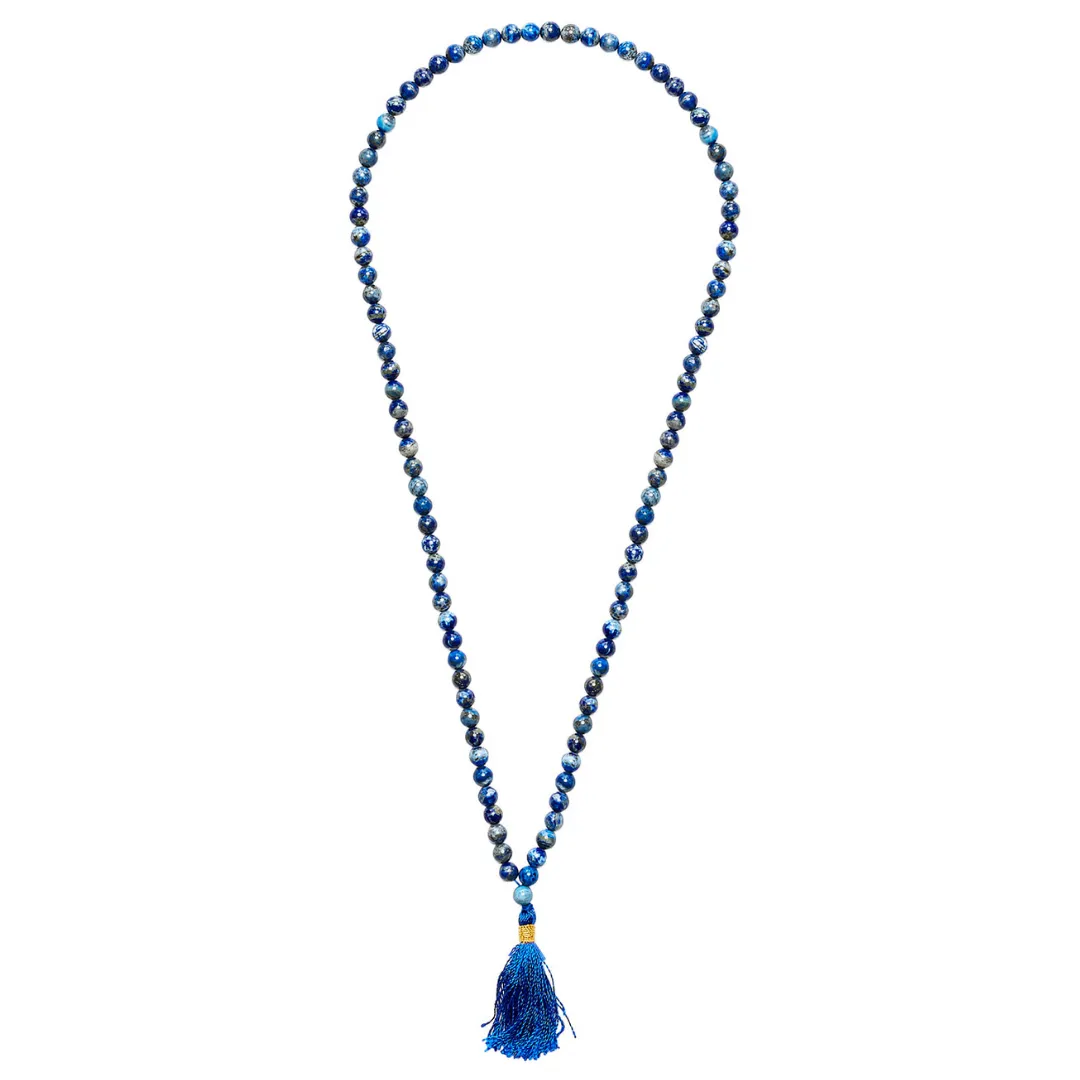 Lapis Lazuli Mala Bead Necklace & Bracelet Set
