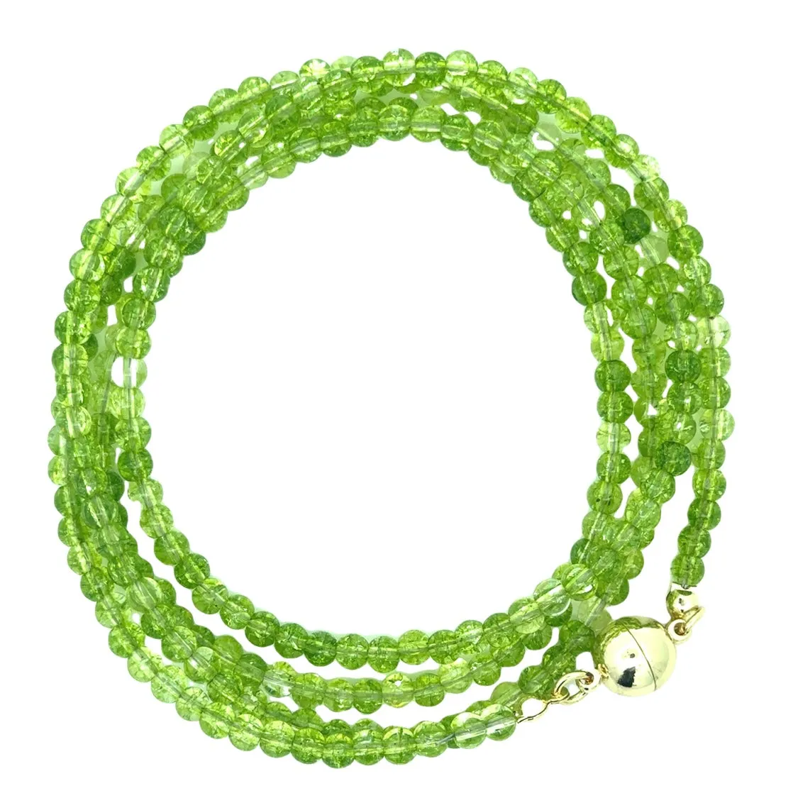 Long Strand Necklace - Cracked Peridot