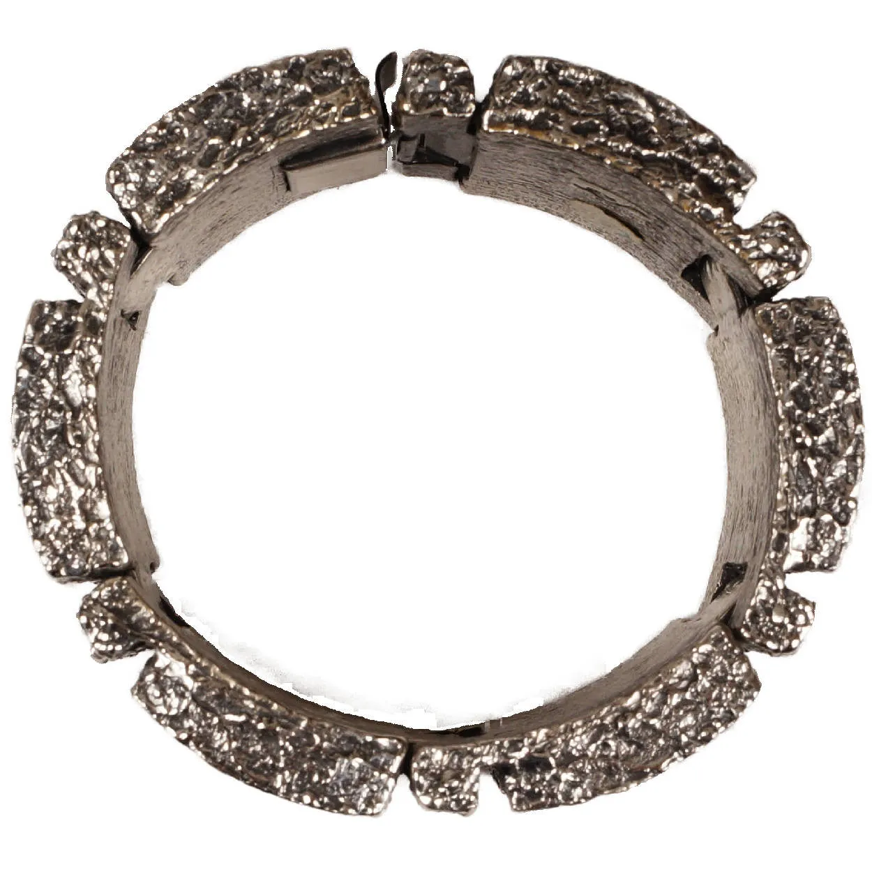 Massive Brutalist Gilles Guy Vidal Daisy Cuff Bracelet Modernist Plated Pewter Unused